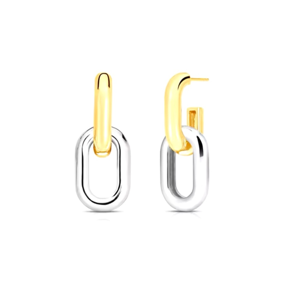 Chloé - 925 Sterling Silver Two Irregular Circle Piercing Hoop Earrings